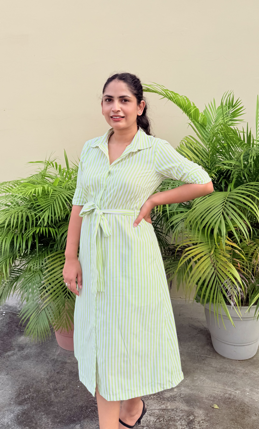 Lime Stripes Shirt Dress - Image 4