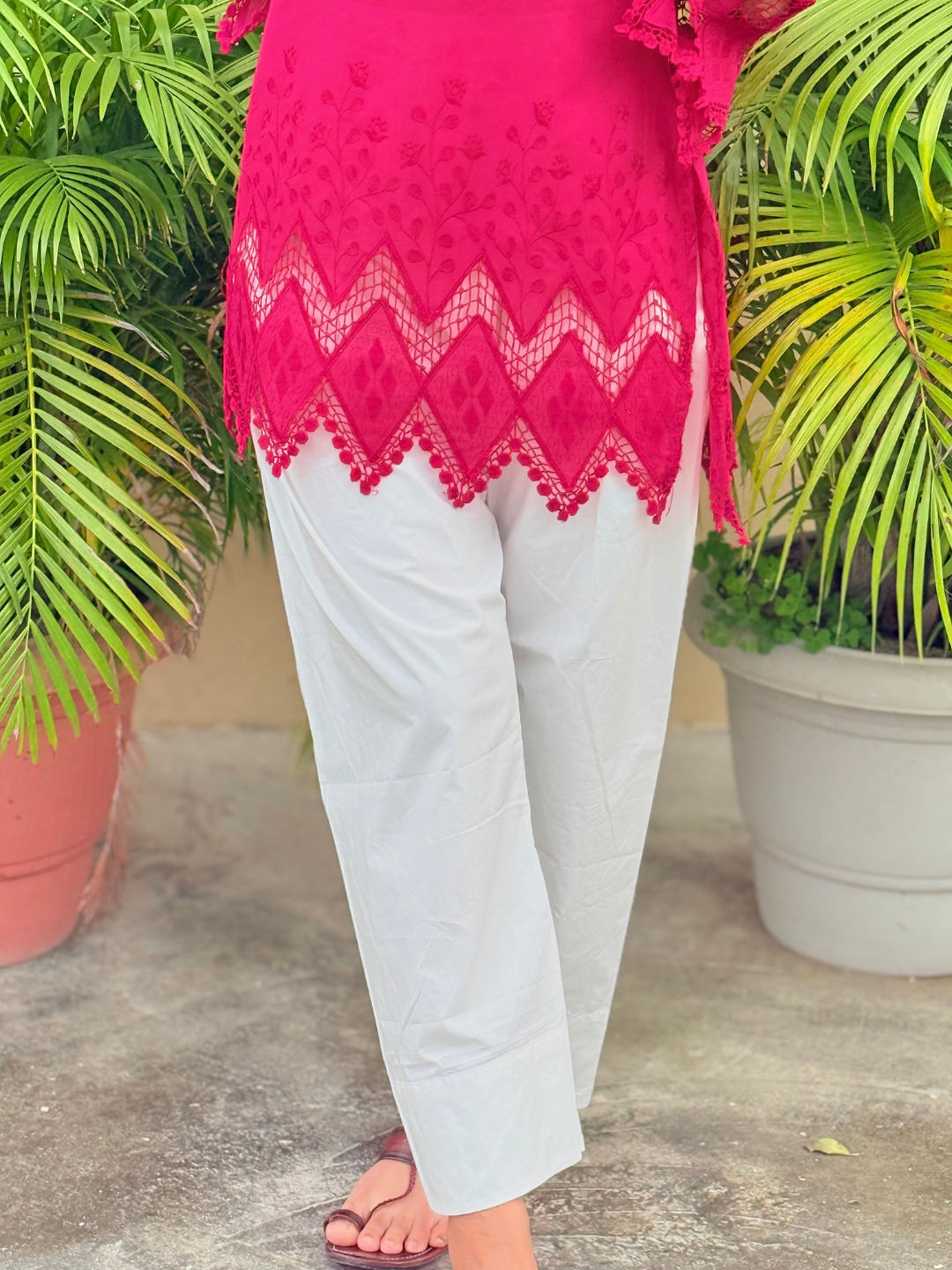 Dark Pink Embroidered Kurti - Image 5
