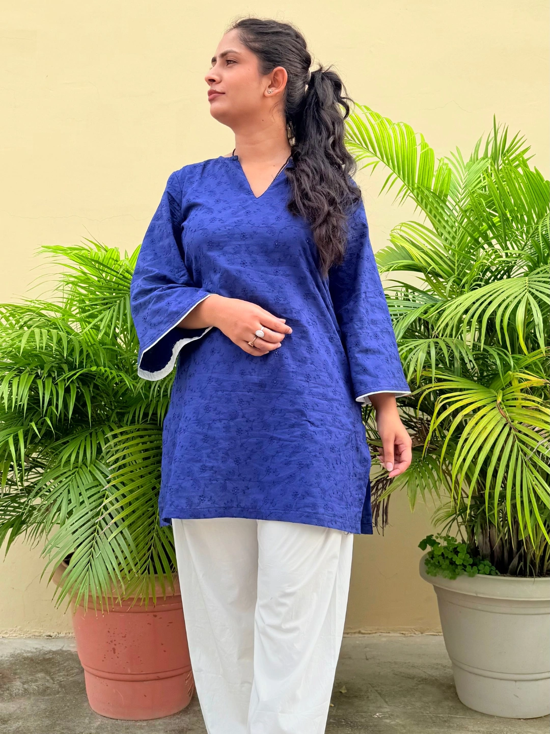 Royal Blue Chikankari Kurti - Image 2