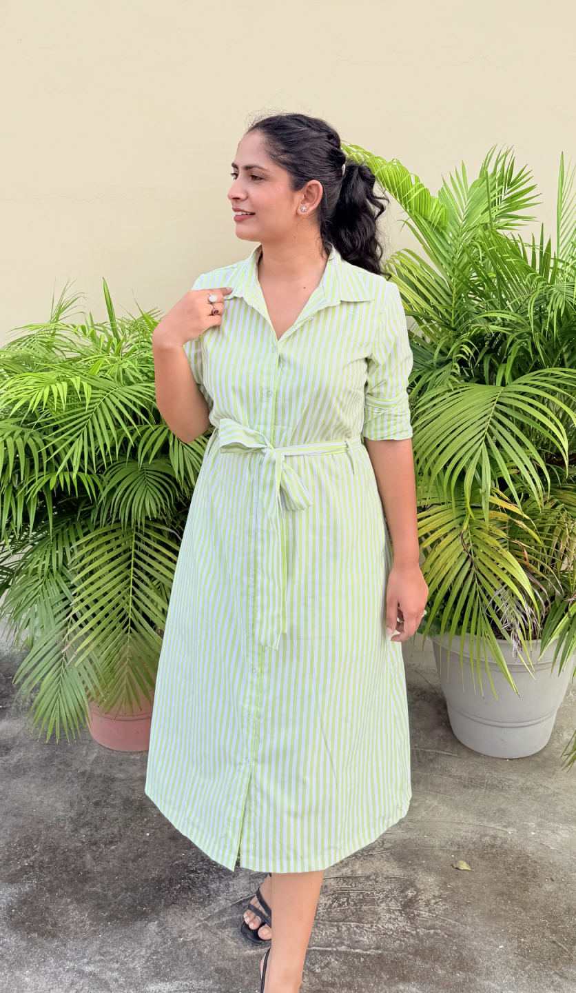 Lime Stripes Shirt Dress - Image 2