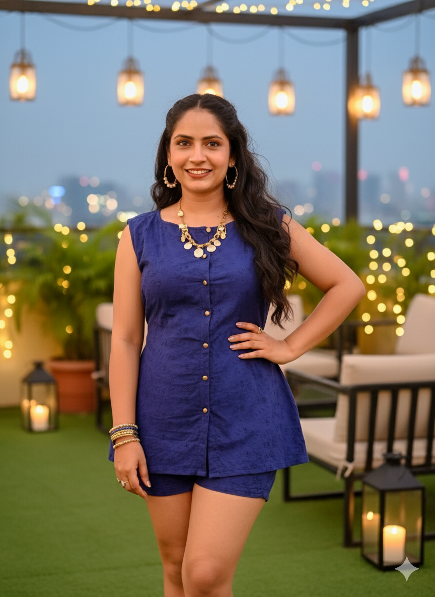 Aarvi Royal Blue Cord Set