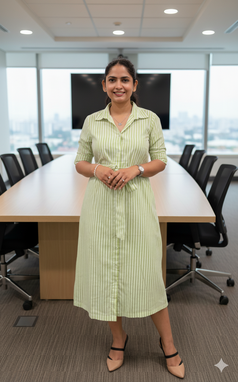 Lime Stripes Shirt Dress
