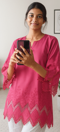 Dark Pink Embroidered Kurti photo review