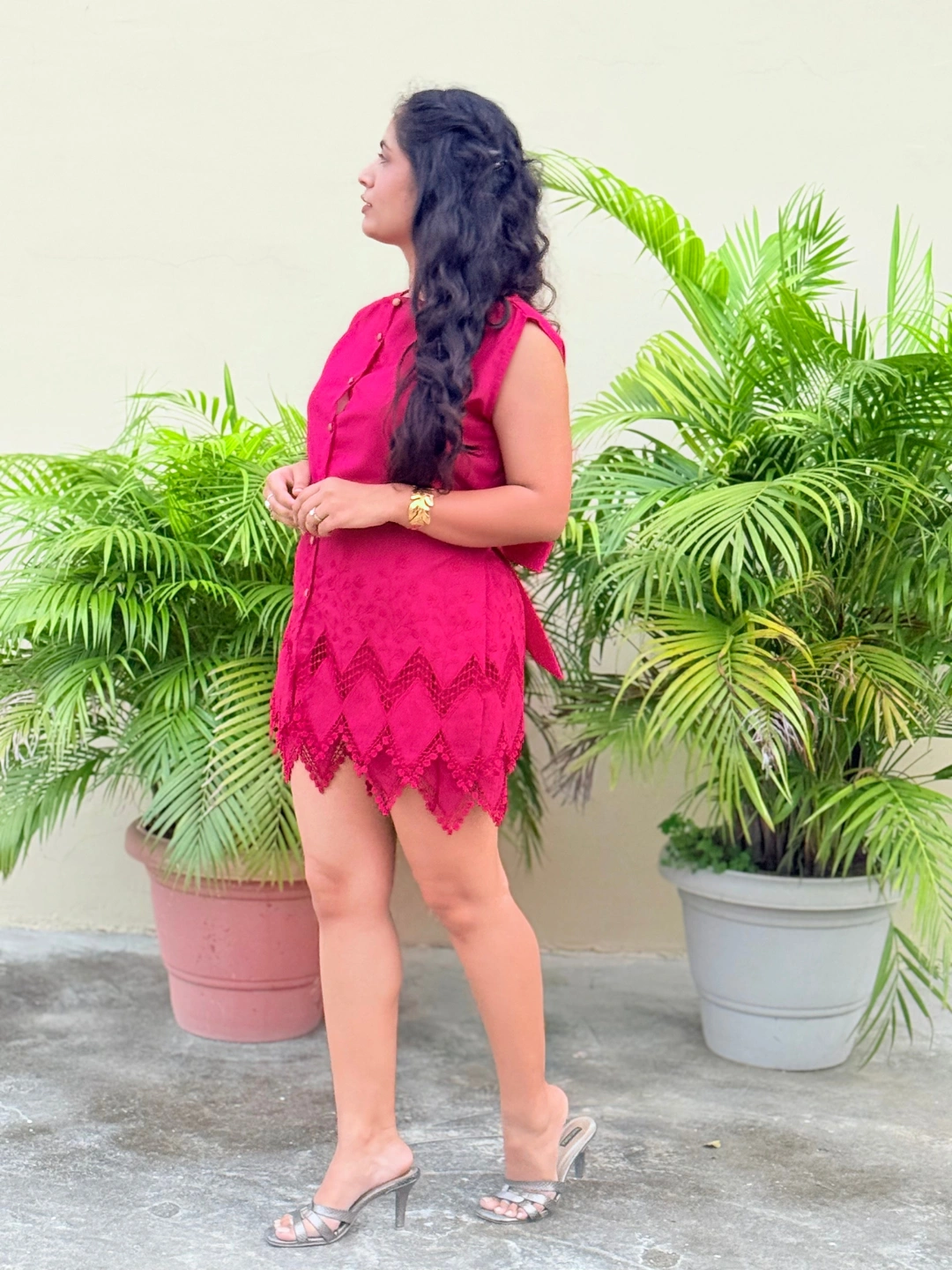 Dark Pink Summer Co-ord Set (Shirt + Shorts) - Image 5