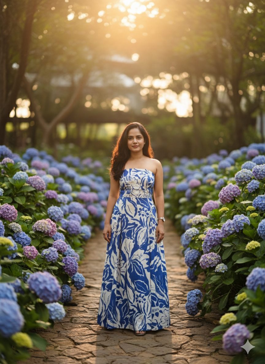 Neelaya – Blue Floral Printed Maxi Dress