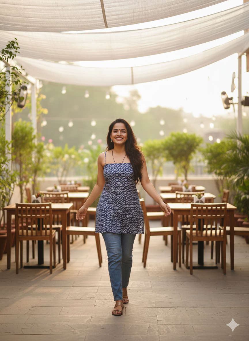 Neelam Strappy Back-Tie Cotton Kurti