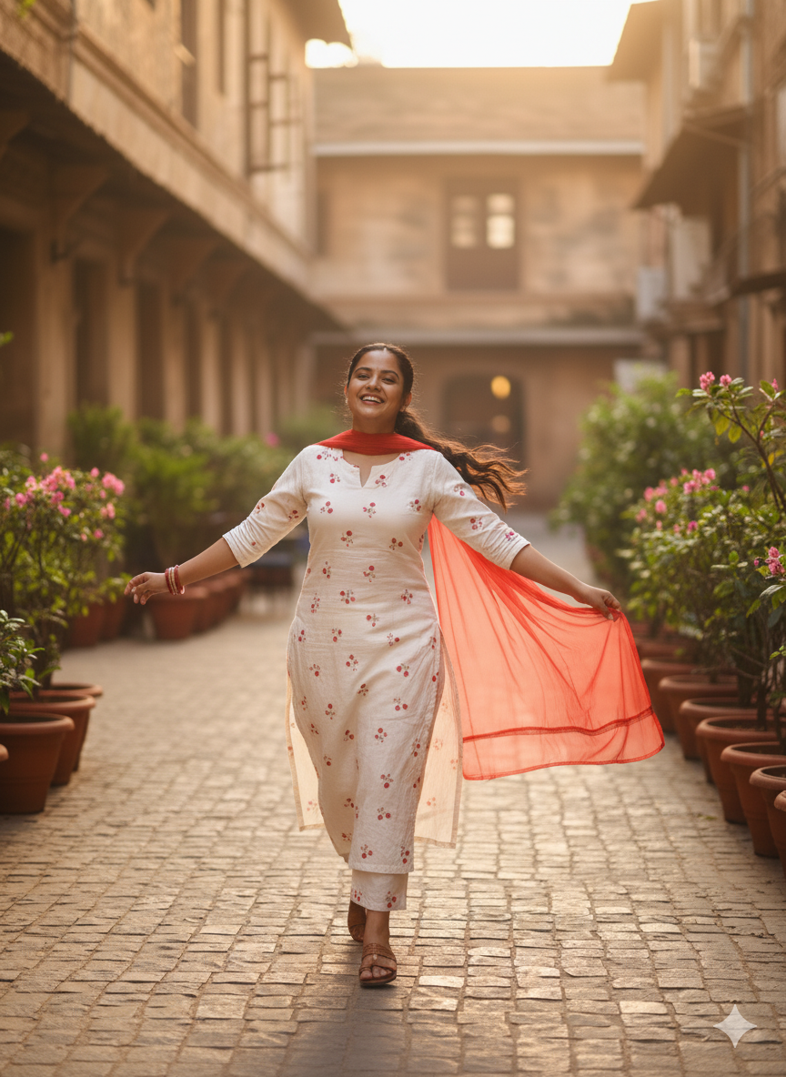 Kridha Cherry Glow Kurti Set