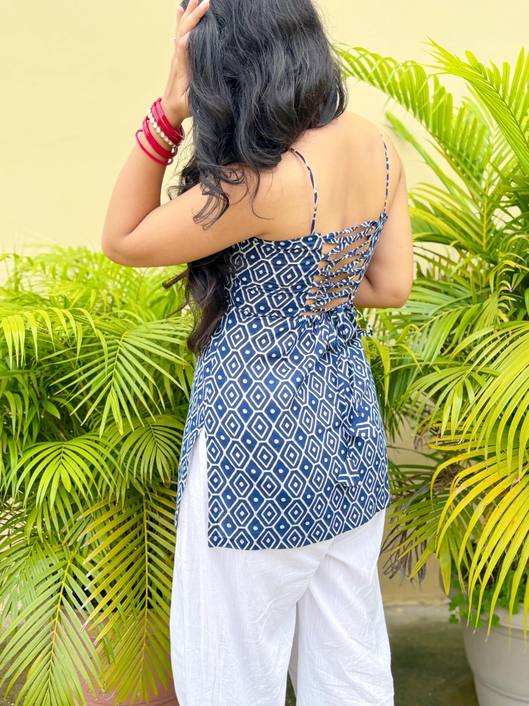 Neelam Strappy Back-Tie Cotton Kurti - Image 4