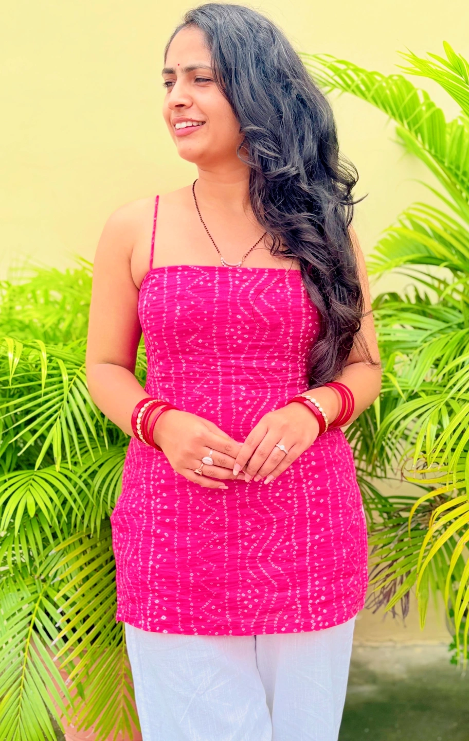 Pink Bandhani Strappy Kurti - Image 5